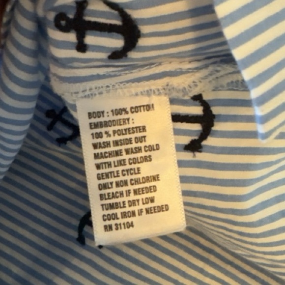 NWT Crown & Ivy Blue Striped Anchor Ruffled Sleeveless Top Sz L Nautical - Picture 5 of 6